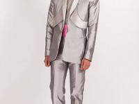 Paris/718..Silk Dupion suit/Satin Deco panels…silk piping…Available in 100 colours…£895…hire..£75