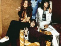 Led Zeppelin at the Riot House, Hollywood: Jimmy Page in white Malcolm Hall suit
