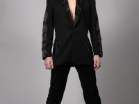 Rio/Wool Gaberdine suit…circular satin panels…highlighted with diamonte on sleeves..available in 50 colours…£795…hire…£70