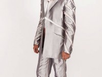 ROMA Style 718..Silk Dupion suit/twotone diagonally banded sleeves..custom made..available in 100 colours