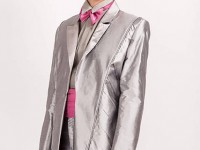 Panama/719 Silk Dupion suit/diagonal pleated panels..custom made availaqble in 100 colours
