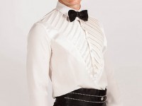 Rory/721..Silk Satin shirt/diagonal pleated panels