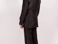 Phoenix/710…Black Silk Dupion suit..Satin/Diamonte Deco panels..custom made..available in 100 colours
