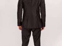 Black Silk Dupion suit/ZigZag collar..back view