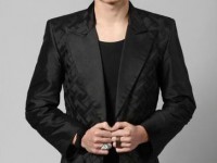 DUKE/700 Black Silk Tuxedo..hand pleated basket weave panels custom made available in 100 colours